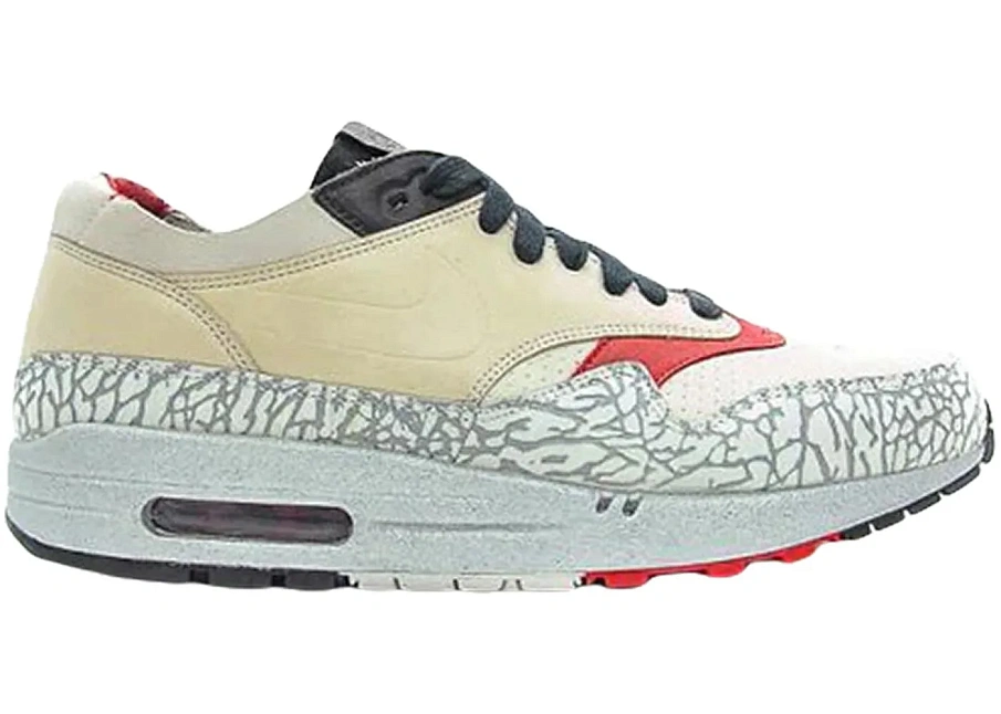 Фото № 1 с приближением к товару «‎Nike Air Max 1 NL Premium Elephant Print Neutral Grey Varsity Red (2005)»