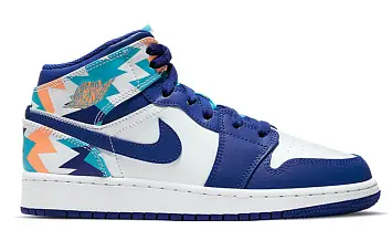 Nike Air Jordan 1 Mid (GS) WhiteBlue - 3