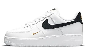 Nike Air Force 1 Low 07 Essential White Black Gold Mini Swoosh - 1