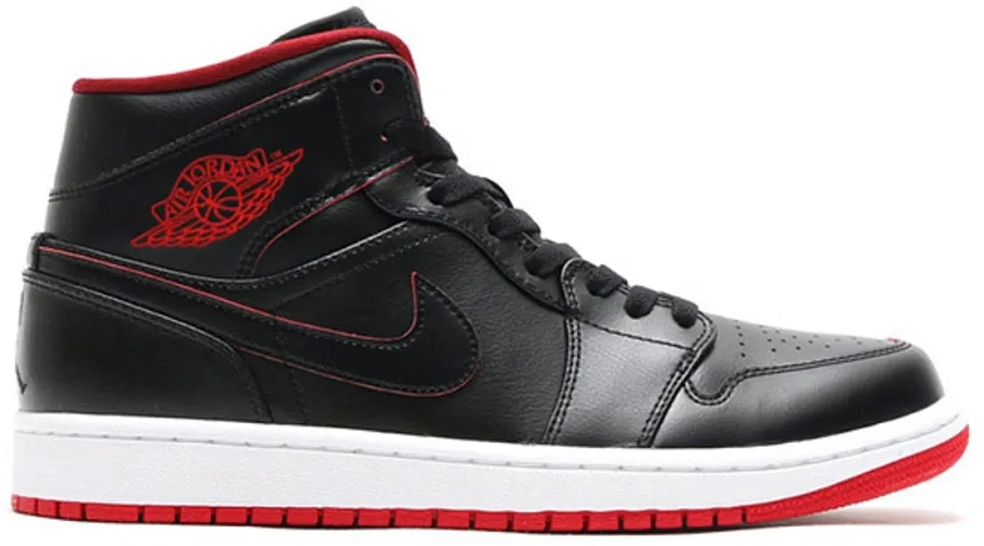 Фото № 1 с приближением к товару «‎Jordan 1 Retro Mid Black Red White»