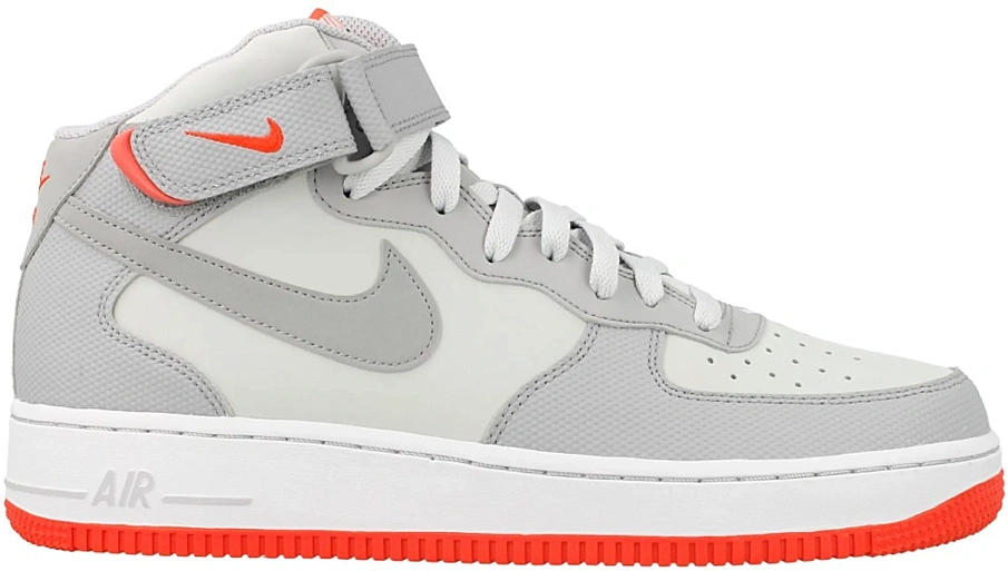 Фото № 1 с приближением к товару «‎Nike Air Force 1 Mid Pure Platinum Wolf Grey Bright Crimson»