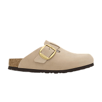 Фото № 1 с приближением к товару «‎Birkenstock Women's Boston Big Buckle Nubuck Narrow Sandcastle»