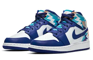 Nike Air Jordan 1 Mid (GS) WhiteBlue - 5