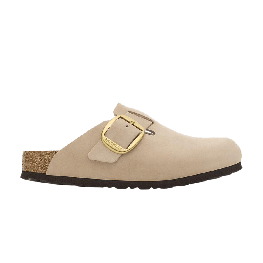 Фото № 1 с приближением к товару «‎Birkenstock Women's Boston Big Buckle Nubuck Narrow Sandcastle»