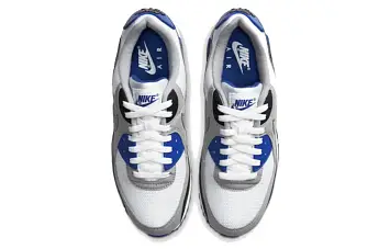Nike Air Max 90 Running Shoes WhiteHyper Royal-Black-Particle Grey - 6