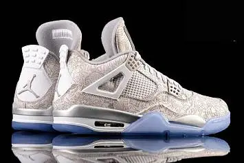 Air Jordan 4 Retro 30Th Anniversary Laser Vintage Basketball Shoes Laser WhiteChrome-Metallic Silver - 3