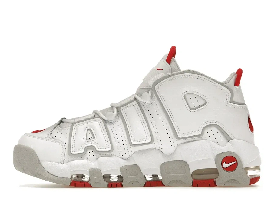 Фото № 3 с приближением к товару «‎Nike Air More Uptempo 96 White Grey Fog University Red»