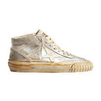 Фото № 1 с приближением к товару «‎Golden Goose Women's Mid Star Silver Metallic Yellowed Foxing»