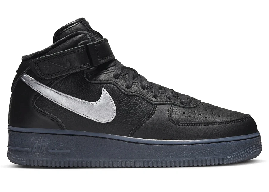 Фото № 1 с приближением к товару «‎Nike Air Force 1 Mid Prm Black Metallic Silver»