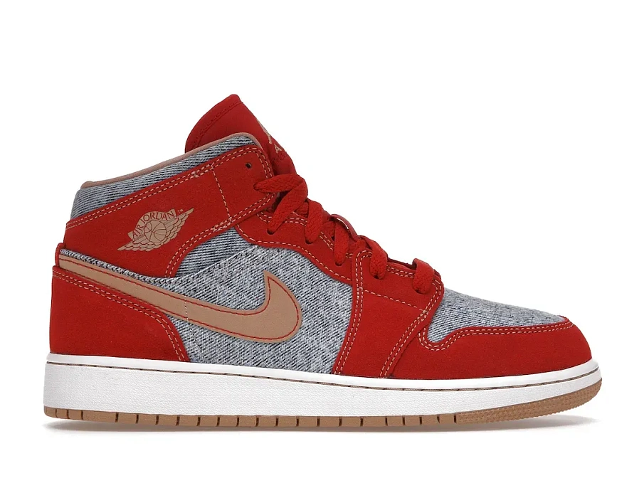 Фото № 1 с приближением к товару «‎Jordan 1 Mid Denim Red »