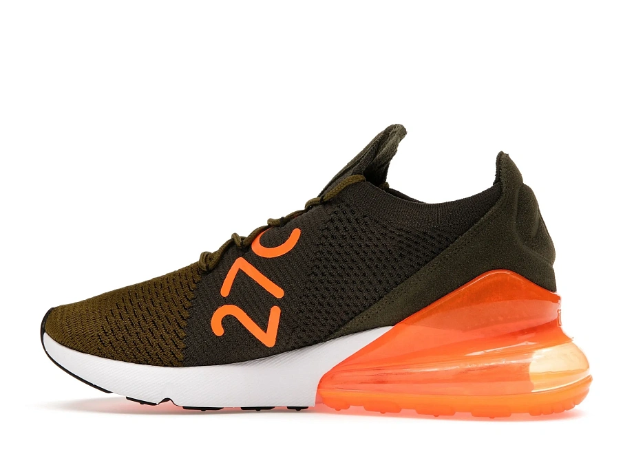 Фото № 5 с приближением к товару «‎Nike Air Max 270 Flyknit Olive Flak Total Orange»