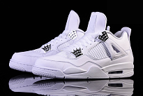 Фото № 2 с приближением к товару «‎Air Jordan 4 Retro Pure Money (2017) Vintage Basketball Shoes White Metallic Silver Pure Platinum»