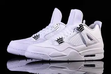 Air Jordan 4 Retro Pure Money (2017) Vintage Basketball Shoes White Metallic Silver Pure Platinum - 2