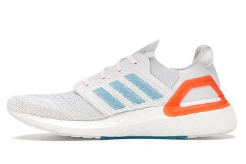 adidas Ultra Boost 20 White Sharp Blue True Orange - 3