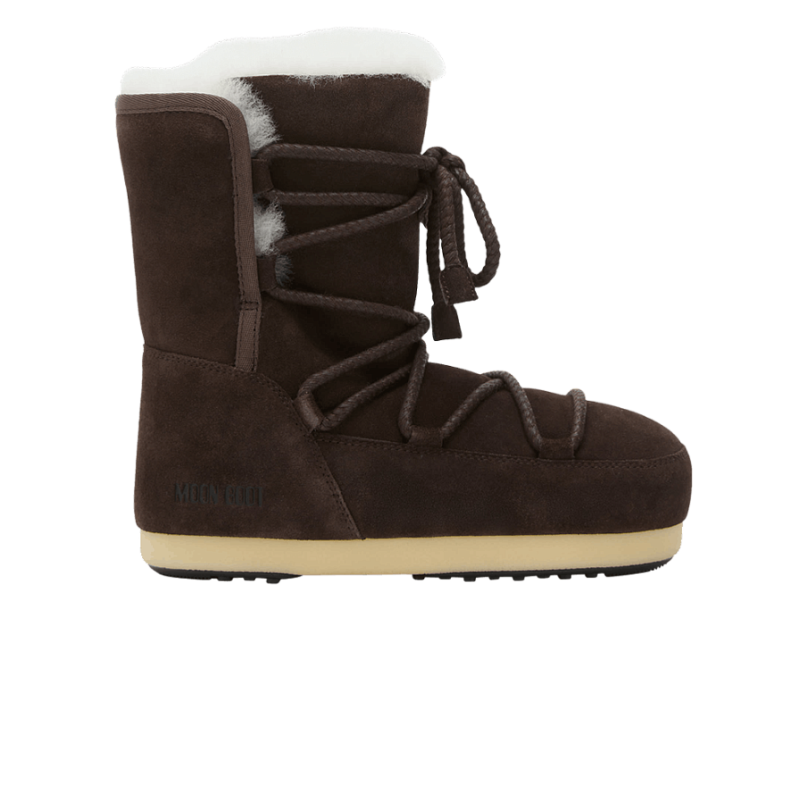 Фото № 1 с приближением к товару «‎Moon Boot Evx Suede Shearling Boot Dark Brown»