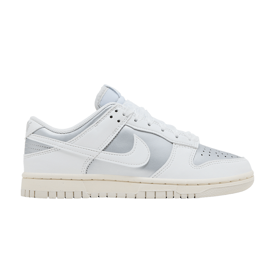 Фото № 1 с приближением к товару «‎Nike Women's Dunk Low Next Nature Sheer Lace Pack - Metallic Platinum (IB7311-001)»