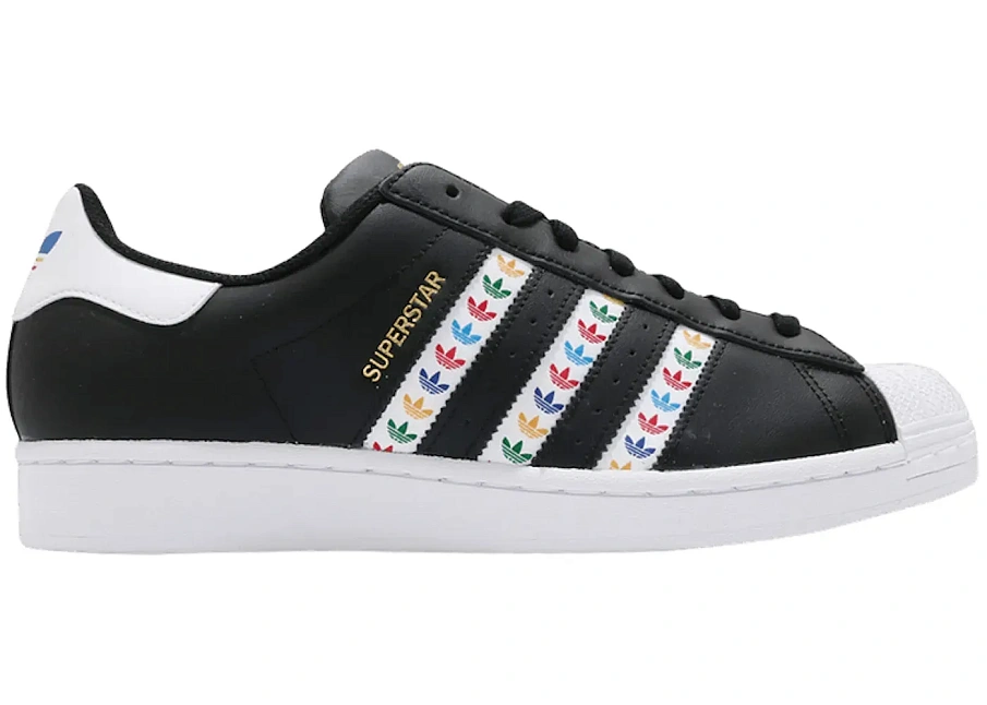 Фото № 1 с приближением к товару «‎adidas Superstar Black Multi-Color Trefoil Stripes»