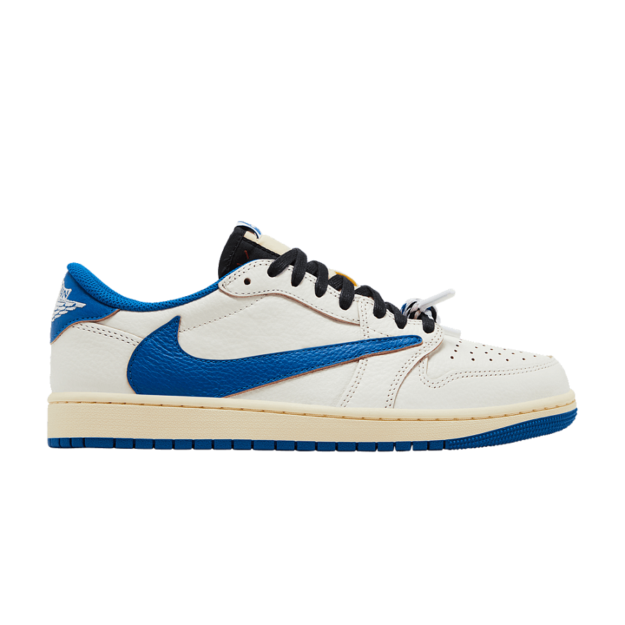 Фото № 1 с приближением к товару «‎Fragment Design x Travis Scott x Air Jordan 1 Retro Low OG SP Sail Military Blue»