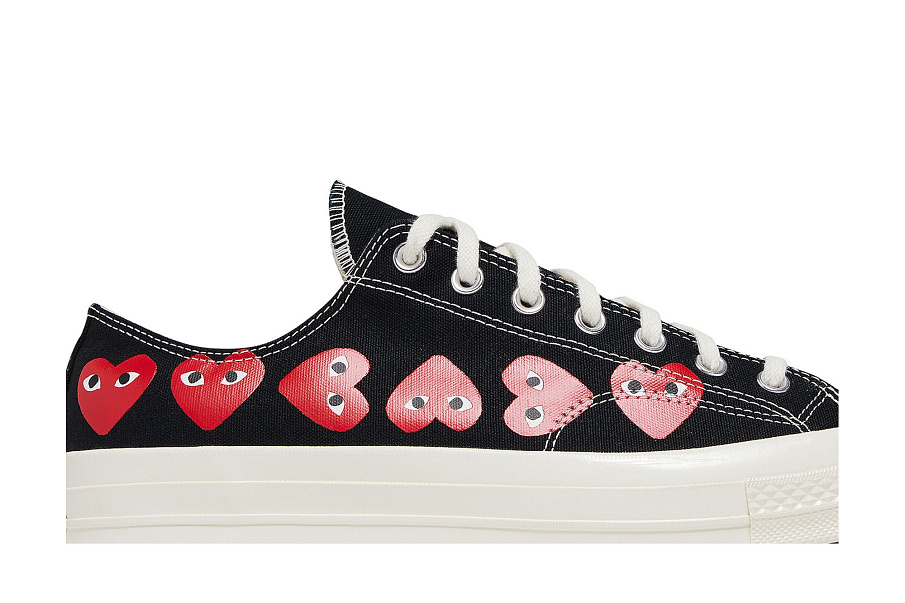 Фото № 3 с приближением к товару «‎Comme des Garçons PLAY x Converse Chuck 70 Low Multi Heart - Black»