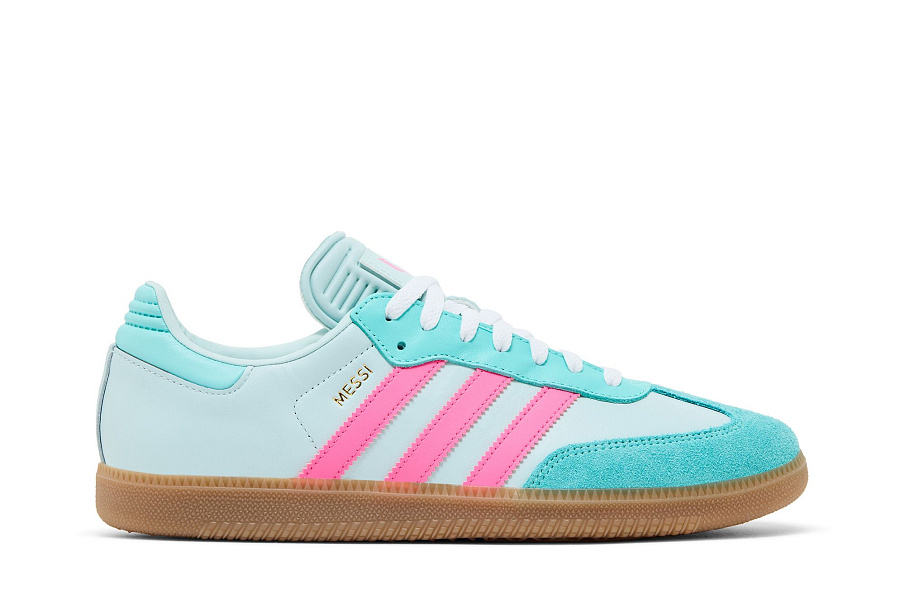 Фото № 2 с приближением к товару «‎Lionel Messi x adidas Samba J Halo Mint Lucid Pink»