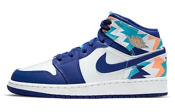 Nike Air Jordan 1 Mid (GS) WhiteBlue - 1