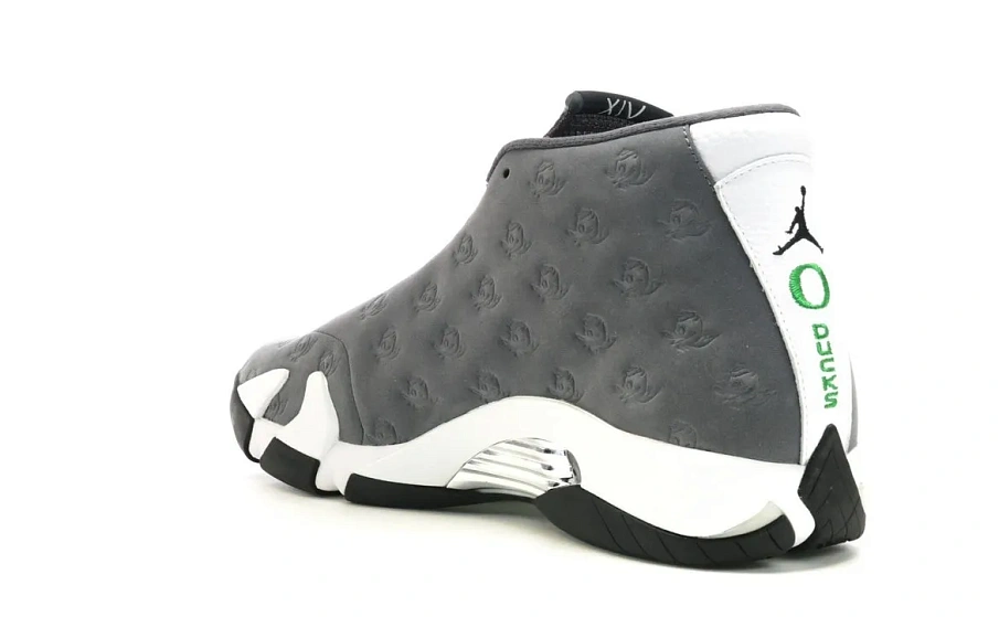 Фото № 6 с приближением к товару «‎Jordan 14 Retro Oregon Ducks PE Grey»