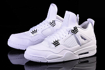 Фото № 3 с приближением к товару «‎Air Jordan 4 Retro Pure Money (2017) Vintage Basketball Shoes White Metallic Silver Pure Platinum»