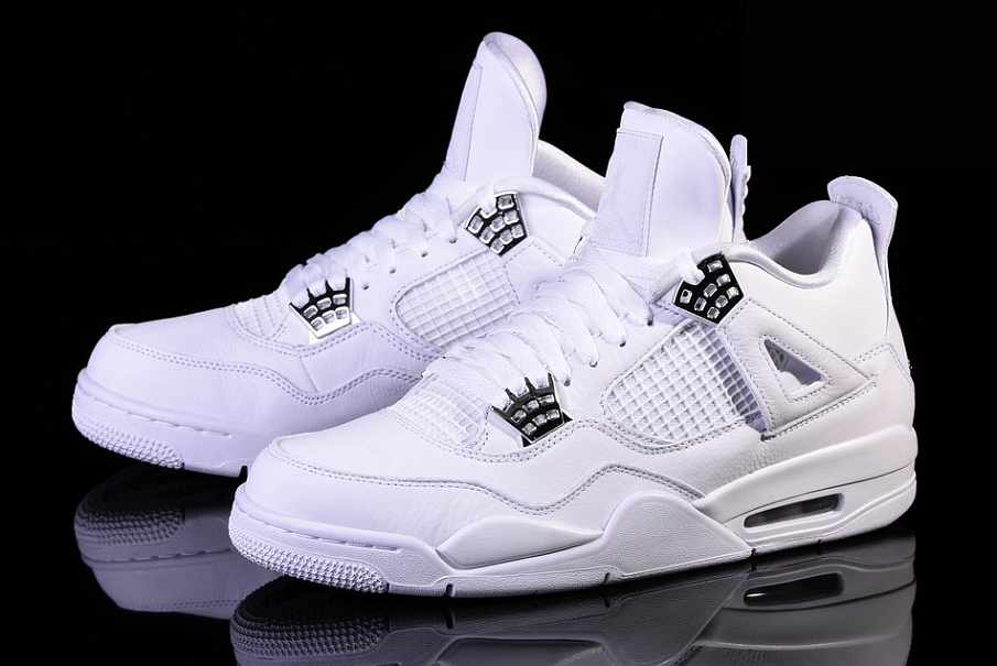 Фото № 3 с приближением к товару «‎Air Jordan 4 Retro Pure Money (2017) Vintage Basketball Shoes White Metallic Silver Pure Platinum»