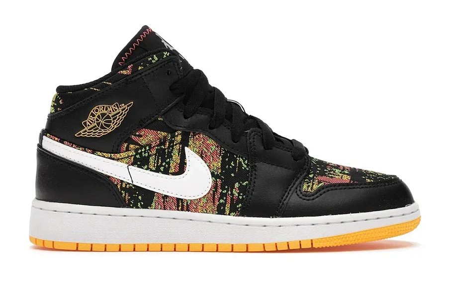 Фото № 1 с приближением к товару «‎Jordan 1 Mid Black Laser Orange Bright Melon »