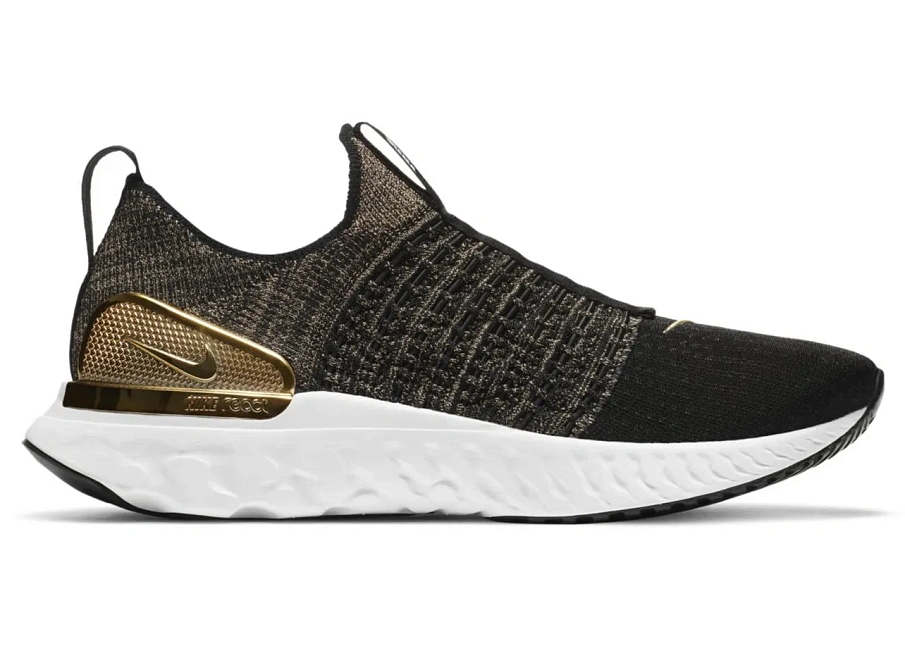 Фото № 1 с приближением к товару «‎Nike React Phantom Run Flyknit Premium Black Metallic Gold »