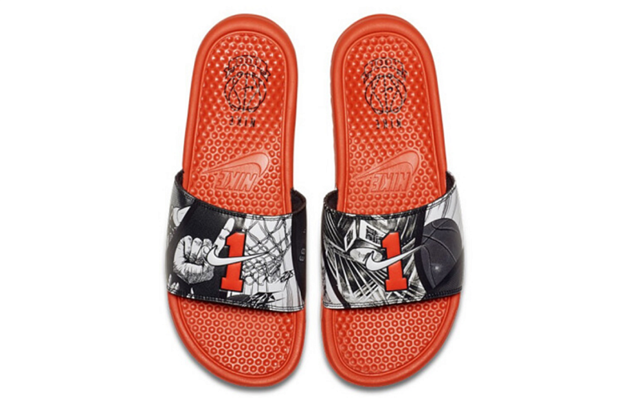 Фото № 3 с приближением к товару «‎Nike Benassi JDI Print 'Team Orange' BlackWhiteTeam Orange»