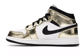 Jordan 1 Mid Metallic Gold Black White  - 4
