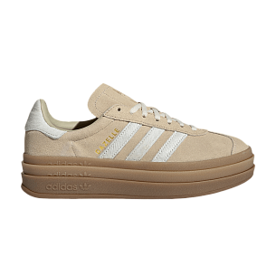 adidas Women's Gazelle Bold Stone Khaki Cream White Gold Metallic