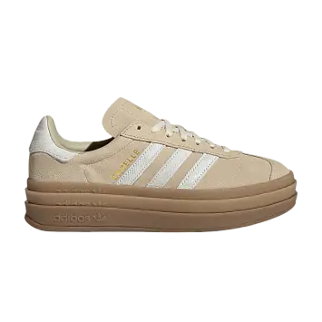 adidas Women's Gazelle Bold Stone Khaki Cream White Gold Metallic
