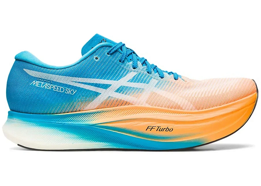 Фото № 1 с приближением к товару «‎ASICS Metaspeed Sky+ Orange Pop Island Blue»