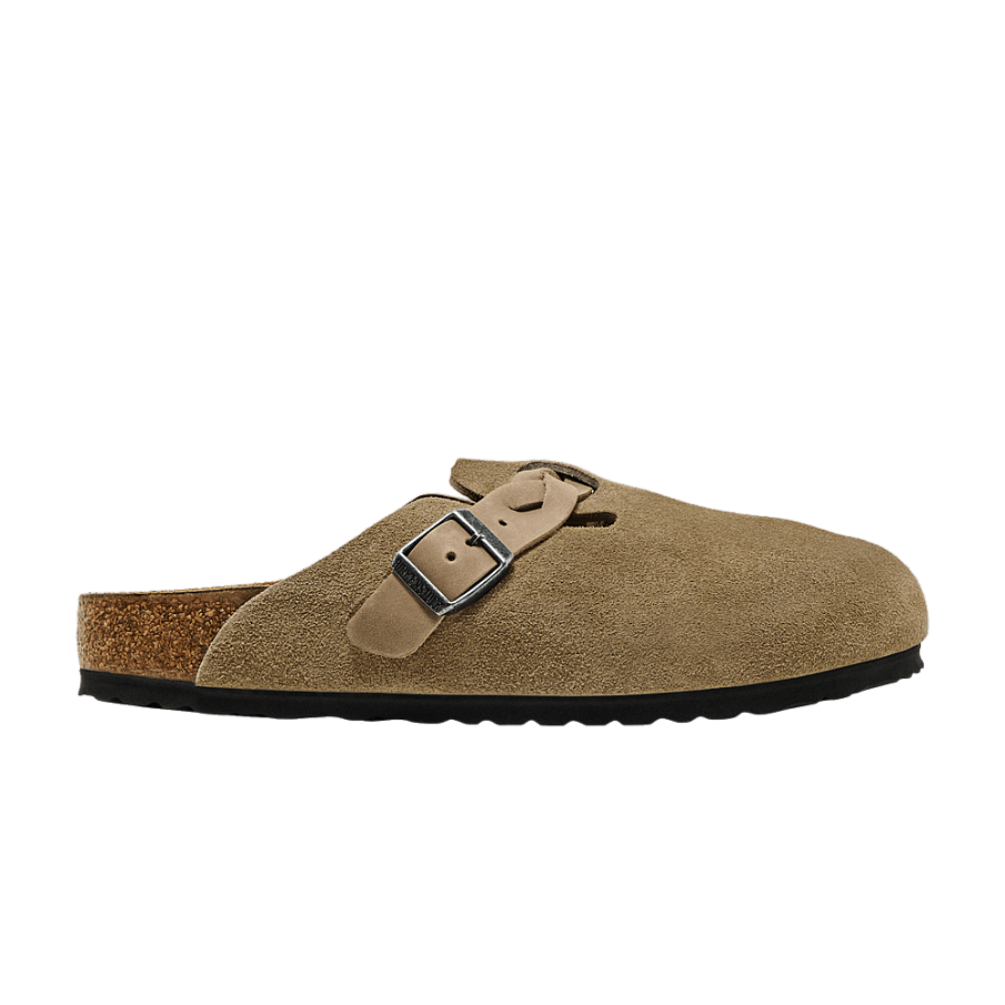 Фото № 1 с приближением к товару «‎Birkenstock Boston Braided Suede Leather Narrow Taupe»