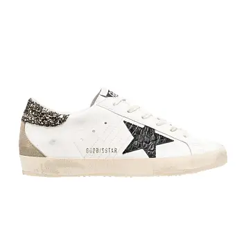 Golden Goose Women's Superstar White Black Croc Glitter - 1