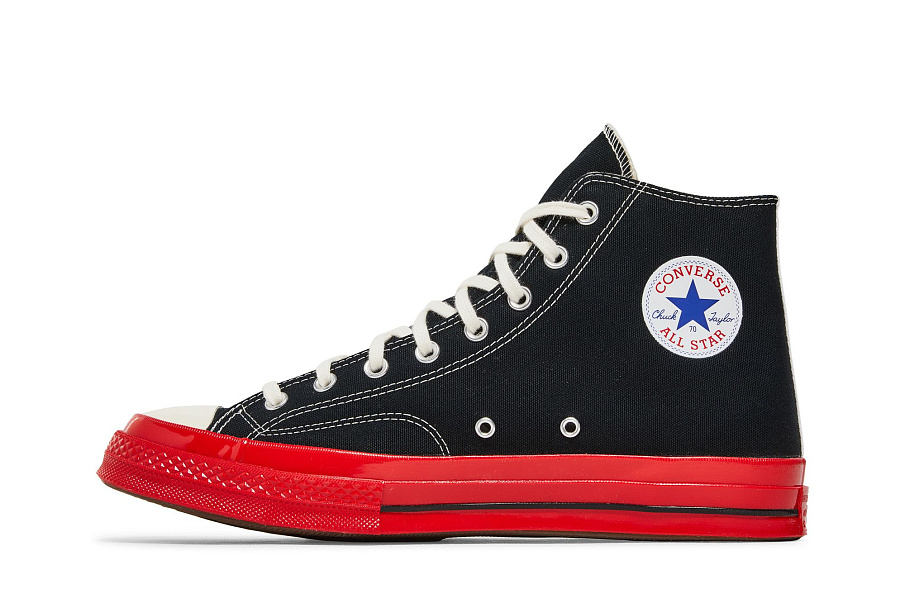 Фото № 4 с приближением к товару «‎Comme des Garçons Play x Converse Chuck 70 High Black Red»