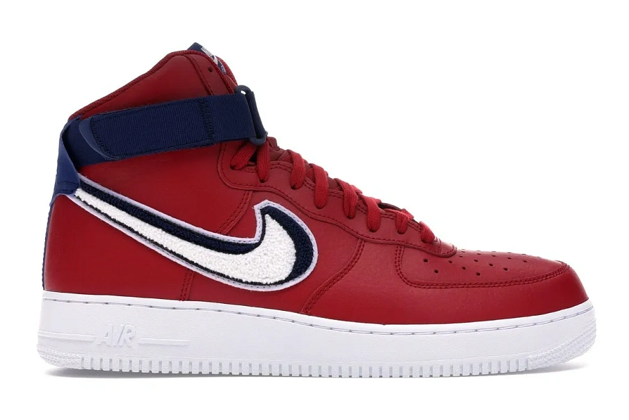 Фото № 1 с приближением к товару «‎Nike Air Force 1 High 3D Chenille Swoosh Red White Blue»