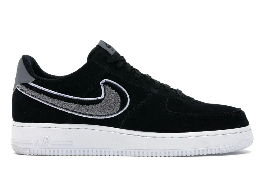 Фото № 1 с приближением к товару «‎Nike Air Force 1 Low 3D Chenille Swoosh Black Cool Grey»