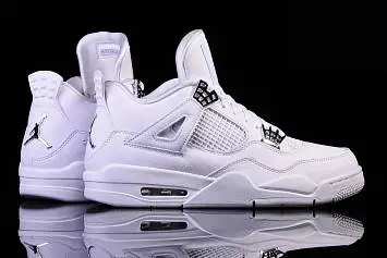 Air Jordan 4 Retro Pure Money (2017) Vintage Basketball Shoes White Metallic Silver Pure Platinum - 1