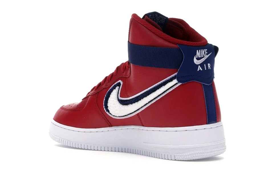 Фото № 6 с приближением к товару «‎Nike Air Force 1 High 3D Chenille Swoosh Red White Blue»