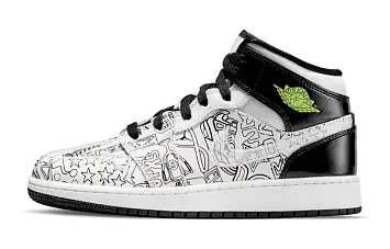 Nike Air Jordan 1 Mid SE GS Basketball Shoes DIY - 1