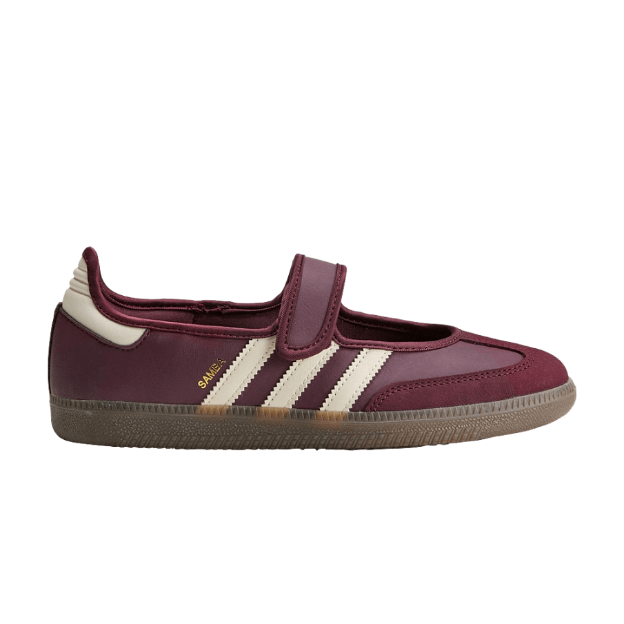 Фото № 1 с приближением к товару «‎adidas Women's Samba Mary Jane Maroon Cream White Gold Metallic»