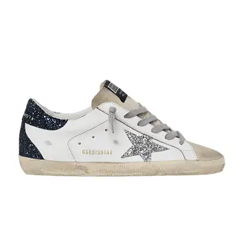 Golden Goose Women's Superstar White Silver Blue Glitter - 1