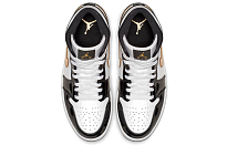 Фото № 4 с приближением к товару «‎Jordan 1 Mid Patent Black White Gold»