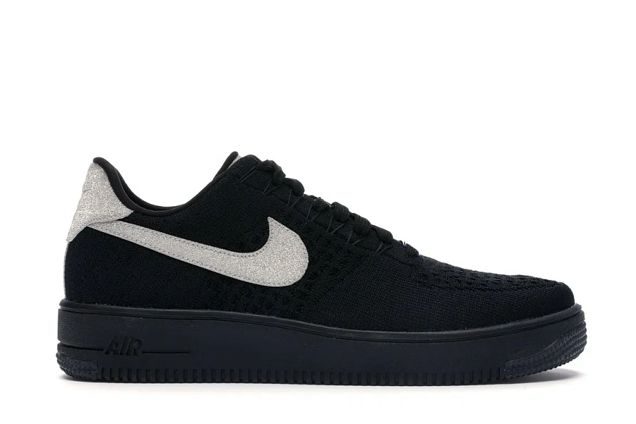 Фото № 1 с приближением к товару «‎Nike Air Force 1 Flyknit Low Black Metallic Silver»