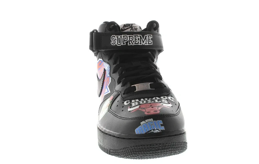 Фото № 2 с приближением к товару «‎Nike Air Force 1 Mid Supreme NBA Black»