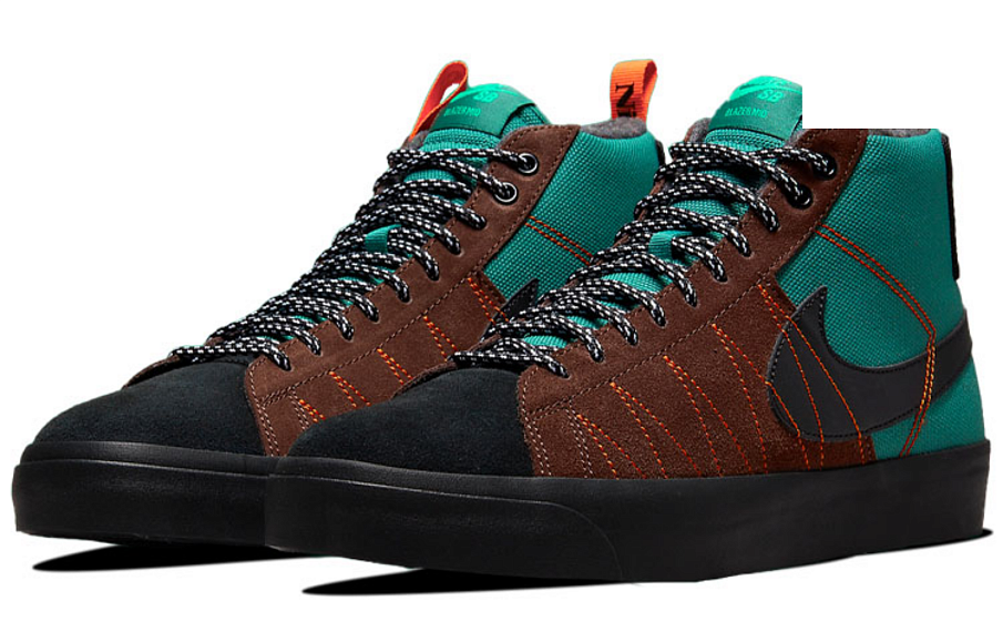 Фото № 3 с приближением к товару «‎Nike SB Zoom Blazer Mid PRM Sneakers BlackBrownGreen»