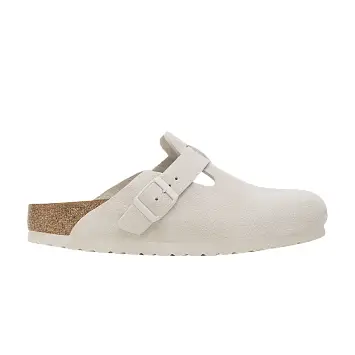 Birkenstock Boston Soft Footbed Suede Leather Narrow Antique White - 1